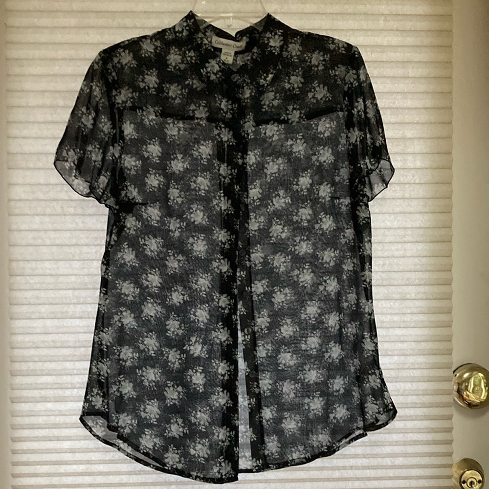 Coldwater Creek sheer blouse with flutter sleeves